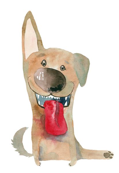 سگ نقاشی آبرنگ با گوش بلند برای طراحی شما