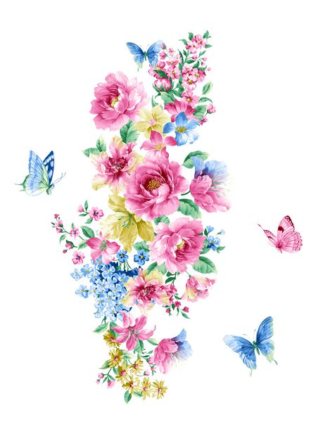 عشق پروانه ای از گل ها طراحی هنری برگ و گل