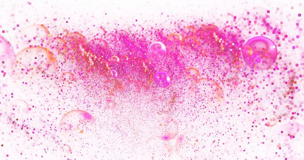 کهکشان روشن قطرات و جرقه های صورتی صورتی انتزاعی روی زمینه سفید بافت فرکتالی فانتزی هنر دیجیتال رندر سه بعدی