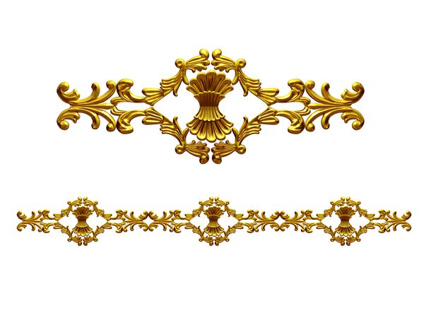 بخش طلایی تزئینی amp quot ؛ دسته amp quot ؛ نسخه مستقیم برای یخ زدگی قاب یا حاشیه تصویر سه بعدی روی سفید جدا شده است