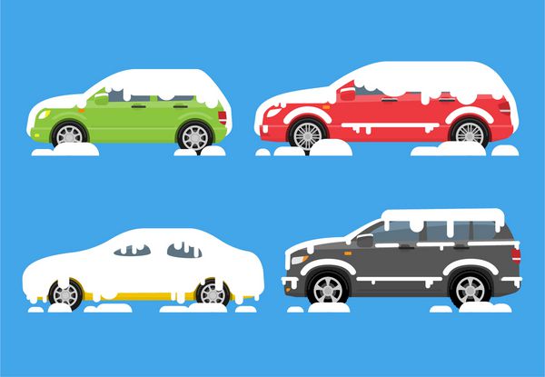 اتومبیل های پوشیده از مجموعه برف