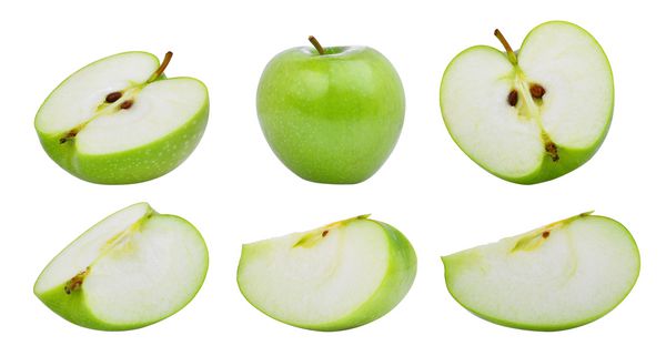 مجموعه سیب سبز یا سیب مادربزرگ اسمیت در زمینه سفید