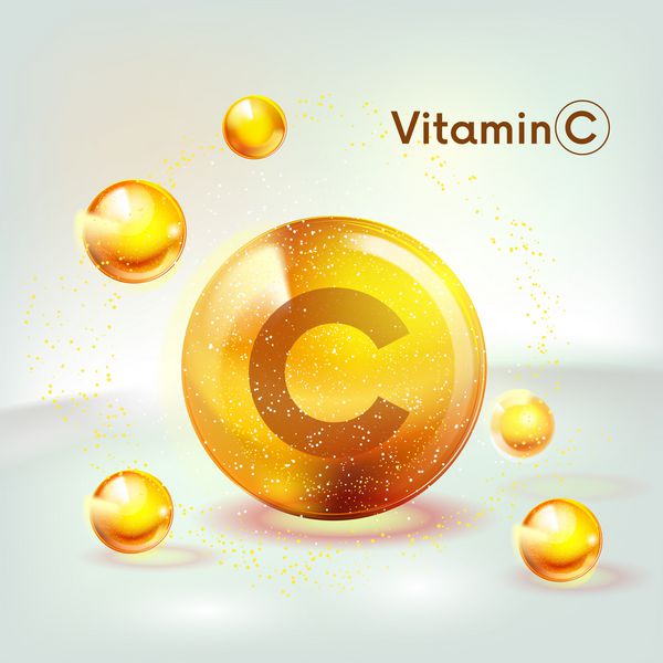 نماد درخشان طلای ویتامین C اسید اسکوربیک درخشان افت ماده طلایی مراقبت از پوست تصویر برداری