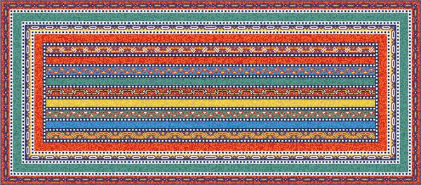 فرش رنگارنگ موزائیک شرقی با زینت هندسی سنتی قومی الگوی قاب حاشیه فرش تصویر برداری 10 EPS