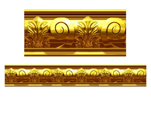 بخش طلایی زینتی amp quot ؛ مارپیچ amp quot ؛ نسخه مستقیم برای یخ زدگی قاب یا حاشیه تصویر سه بعدی روی سفید جدا شده است