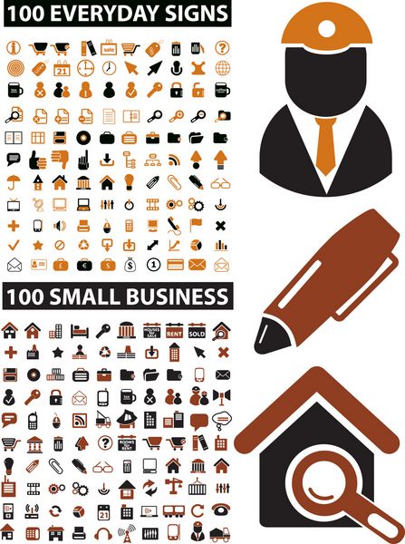 200 مشاغل کوچک و آمپر؛ نمادهای روزمره علائم تصاویر برداری