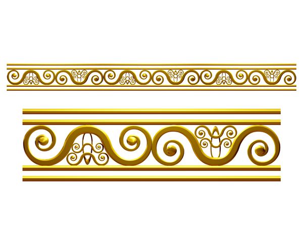 بخش طلایی تزئینی amp quot ؛ دو و amp quot ؛ نسخه مستقیم برای یخ زدایی قاب یا حاشیه تصویر سه بعدی روی سفید جدا شده است
