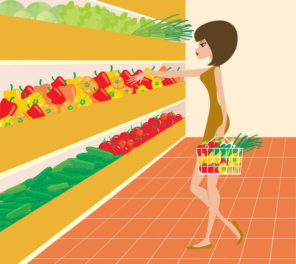 زن در یک سوپرمارکت بردار بدون شیب
