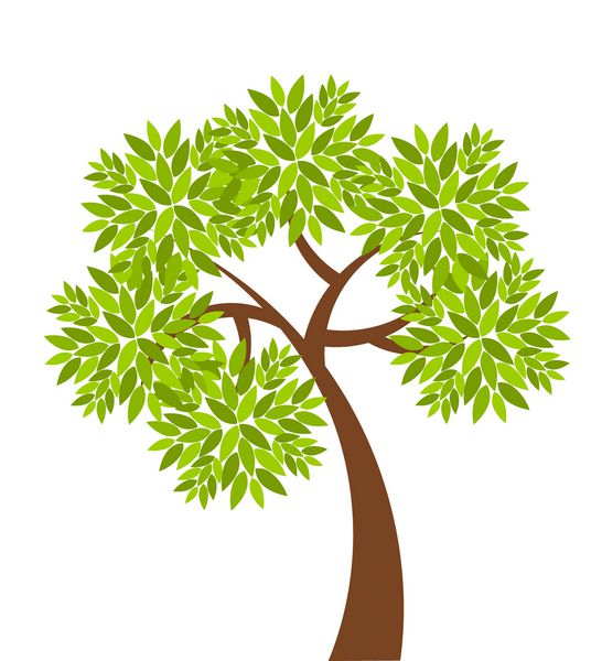 درخت نمادی با تصویر برداری تک برگهای ساده