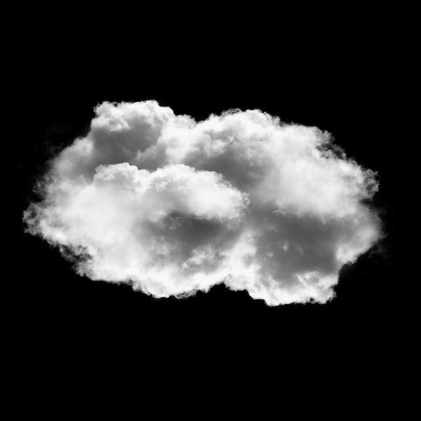 ابر سفید در پس زمینه سیاه رندر تصویر سه بعدی ابر کرکی