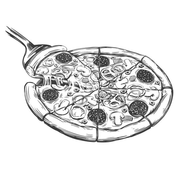 پیتزا ایتالیایی الگوی طراحی پیتزا با طرح کشیده تصویر برداری طرح واقع گرایانه