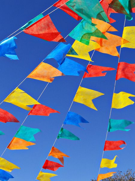 پرچم های رنگارنگ در روز مهمانی
