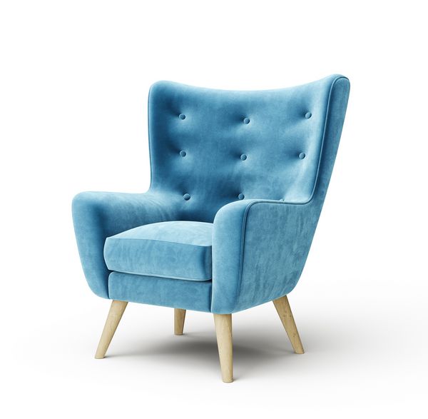 صندلی آبی جدا شده روی سفید تصویر سه بعدی