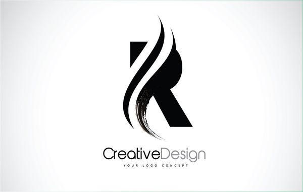 R Letter Design Brush Paint Stroke Stroke آرم نامه با سکته مغزی رنگ سیاه