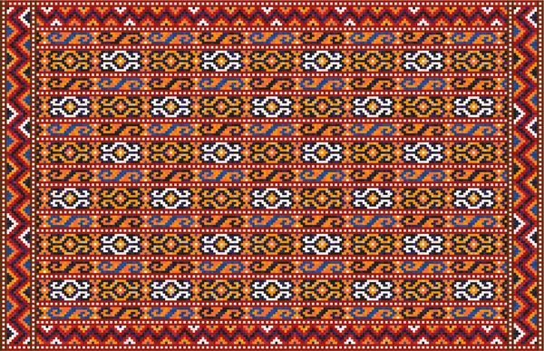 فرش رنگارنگ شرقی موزائیک رنگارنگ با زینت هندسی سنتی قومی فرش طرح دار با قاب مرزی تصویر برداری 10 EPS