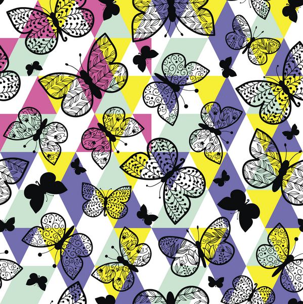 الگوی بدون درز از روموس و پروانه ها ایده آل برای کارت های تبریک تصاویر زمینه کاغذ هدیه تابوت پارچه پس زمینه