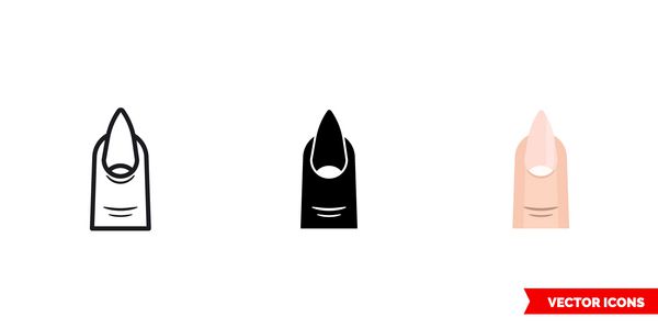 نماد ناخن بادام از 3 نوع رنگ سیاه و سفید طرح کلی نماد علامت بردار جدا شده