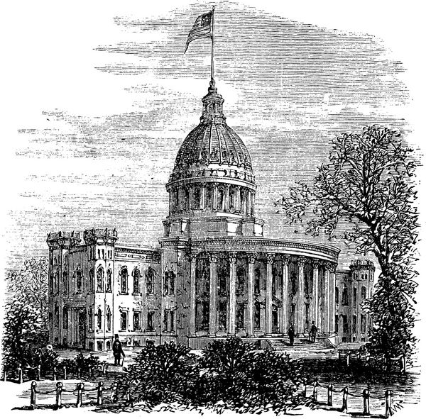 حکاکی پرنعمت در اوایل دهه 1890 در کاپیتول ایالتی ویسکانسین در مادیسون ایالات متحده تصویر حکاکی شده قدیمی از Capitol State Wisconsin دائر encالمعارف شلوار 1886 1891