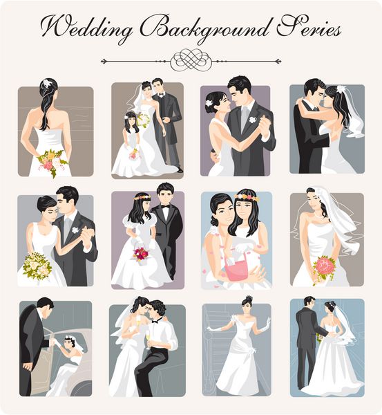 مجموعه ای از 12 تصویر برداری عروسی