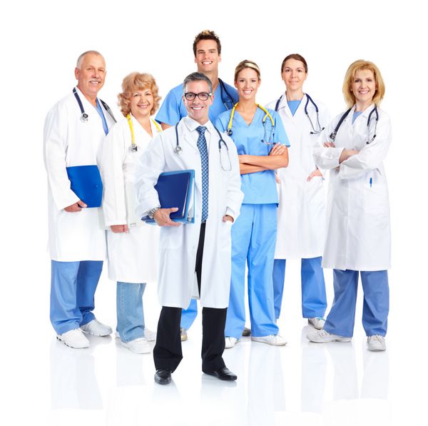 گروه پزشکان پزشکی جدا شده بر روی زمینه سفید