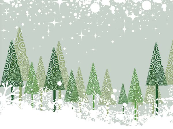 زمستان سبز و سفید زمستان جنگل grunge با درخت پوسته پوسته برف ستاره ها برف برای کریسمس سال نو موارد دیگر
