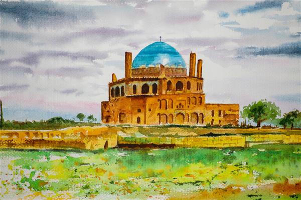 نقاشی آبرنگ قلعه سلطانیه