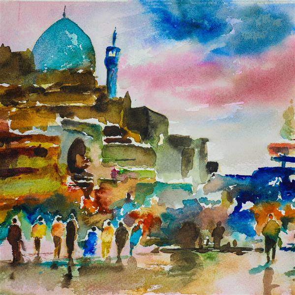 مسجد ایاصوفی نقاشی آبرنگ