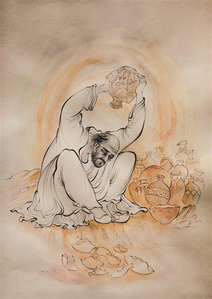 نقاشی مینیاتور مرد ایرانی در حال دعا