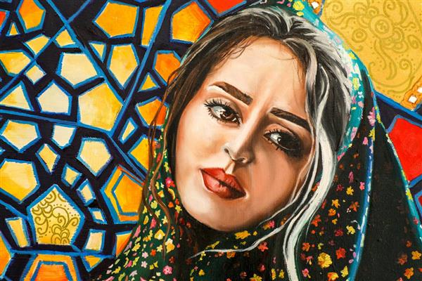 نقاشی چهره دختر زیبای ایرانی
