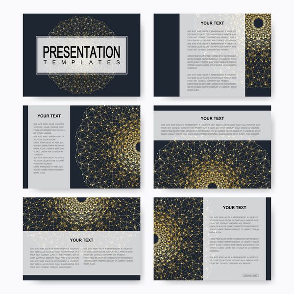 مجموعه طلایی قالب های بردار برای اسلایدهای ارائه چند منظوره بروشور جزوه جزوه جلد مجله یا گزارش سالانه تجارت علم ارائه طراحی دارو با ماندالای طلا