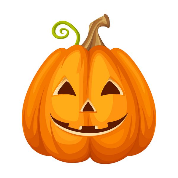 وکتور Jack-O-Lantern کدو تنبل هالووین که بر روی یک پس زمینه سفید جدا شده است