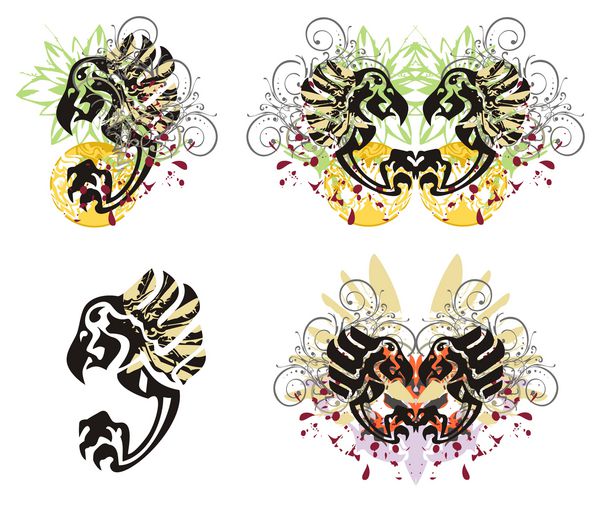 پاشش عقاب گرانج نمادهای عقاب با لکه های گل و قطره خون