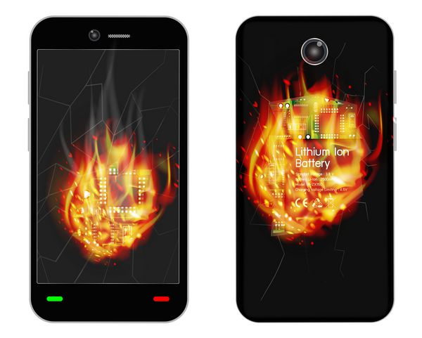 انفجار گوشی هوشمند شکسته با آتش سوزی