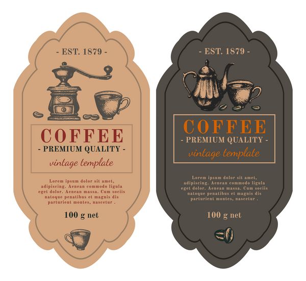 طراحی بسته بندی قهوه قهوه سیاه و سفید دست کاپوچینو