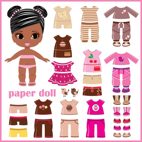 عروسک کاغذی با مجموعه لباس