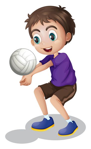 پسر جوانی که والیبال بازی می کند