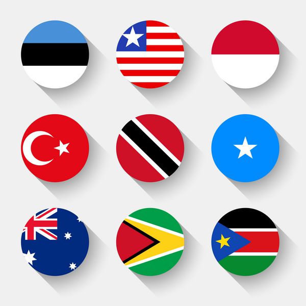 پرچم های جهان دکمه های گرد