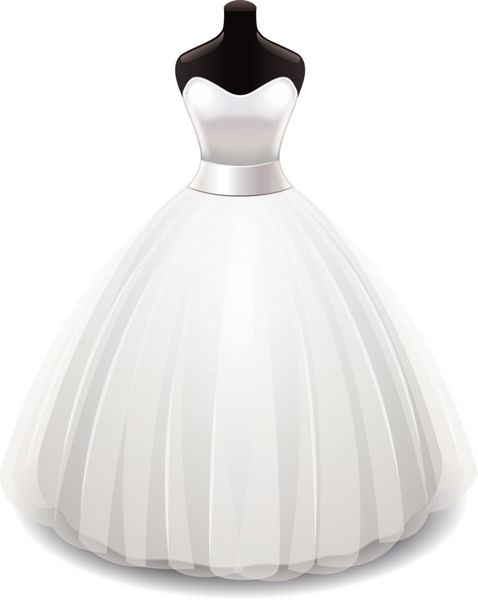 لباس عروسی جدا شده بر روی وکتور سفید