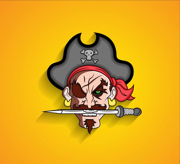 شمشیر نگهدارنده شخصیت کارتون دزدان دریایی در دهان