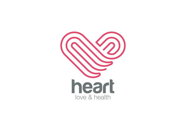 لوگو قلب طراحی یک خط هنری پزشکی نماد داروسازی