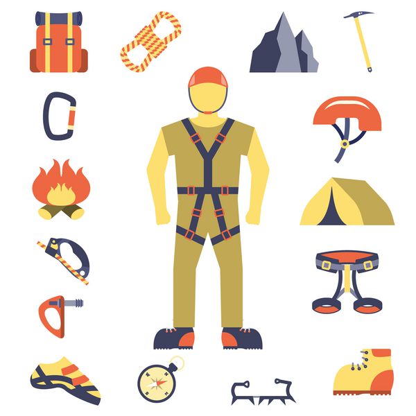 نمادهای تجهیزات دنده کوهنورد صاف است