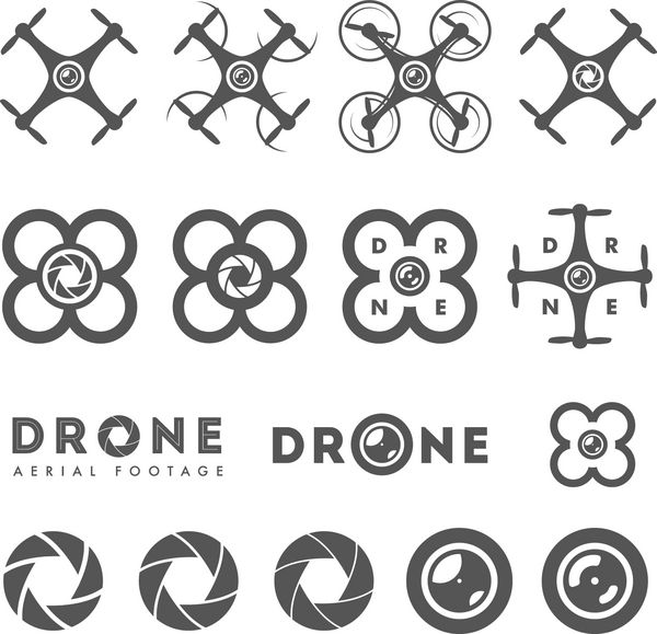 مجموعه نمادهای هواپیمای بدون سرنشین هوایی و نمادها