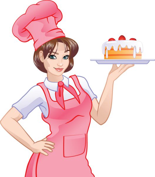 سرآشپز دخترانه به رنگ صورتی و کیک