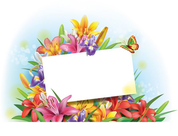 ترتیب گلها با کارت تبریک خالی برای متن