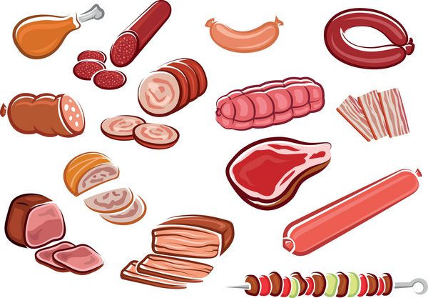 کارتون انواع مختلفی از کالاهای گوشتی