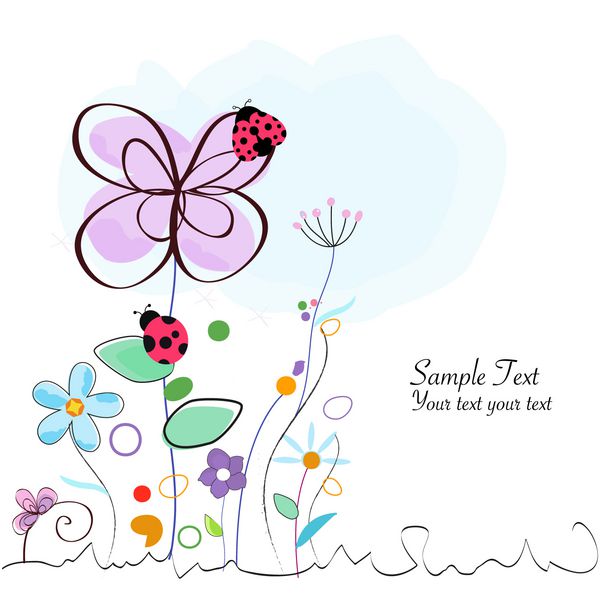 کارت تبریک تزئینی گل با وکتور لیدی لباسی