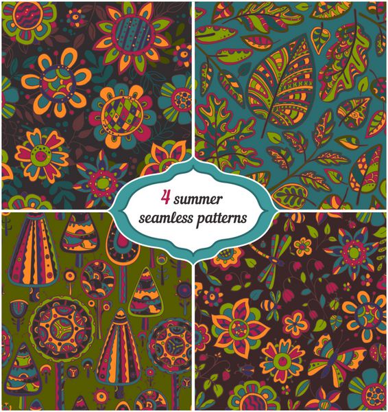 مجموعه زمینه های تابستانی الگوهای یکپارچه گل با گل