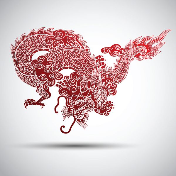 الگوی سنتی چینی با اژدهای چینی