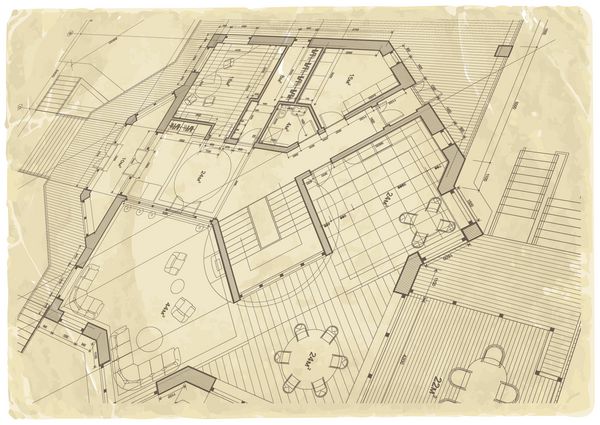 طرح معماری نقشه خانه amp amp؛ بافت کاغذ قدیمی