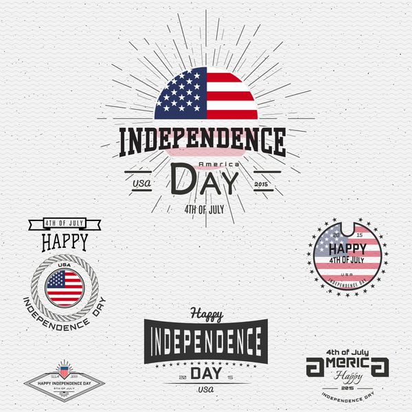 چهارم ژوئیه روز استقلال ایالات متحده آمریکا آرم ها و برچسب ها را برای هرگونه استفاده نشان می دهد